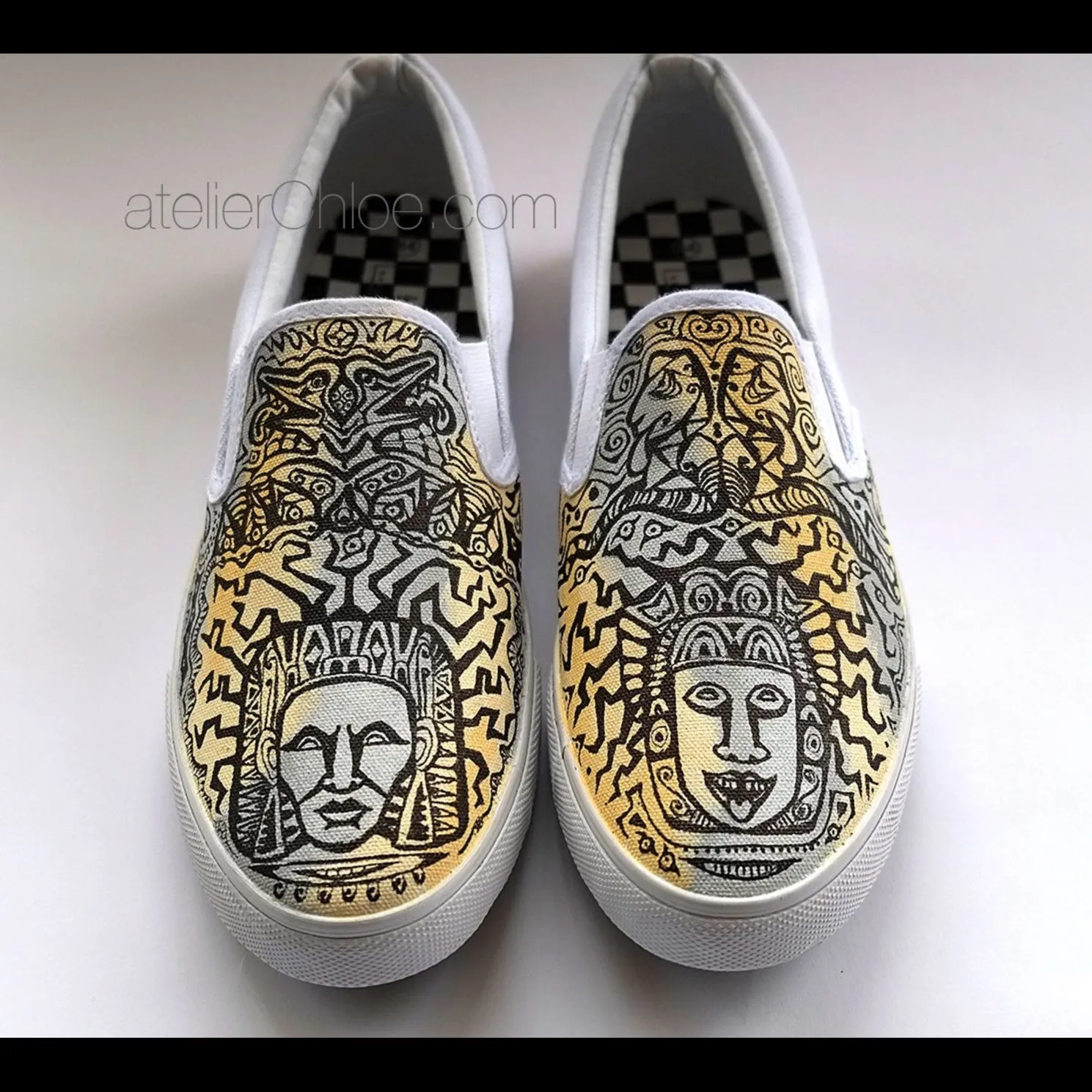 Aztec Vans Shoes, Boho Shoes, Ethnic Vans, Tribal Shoes, Ombre